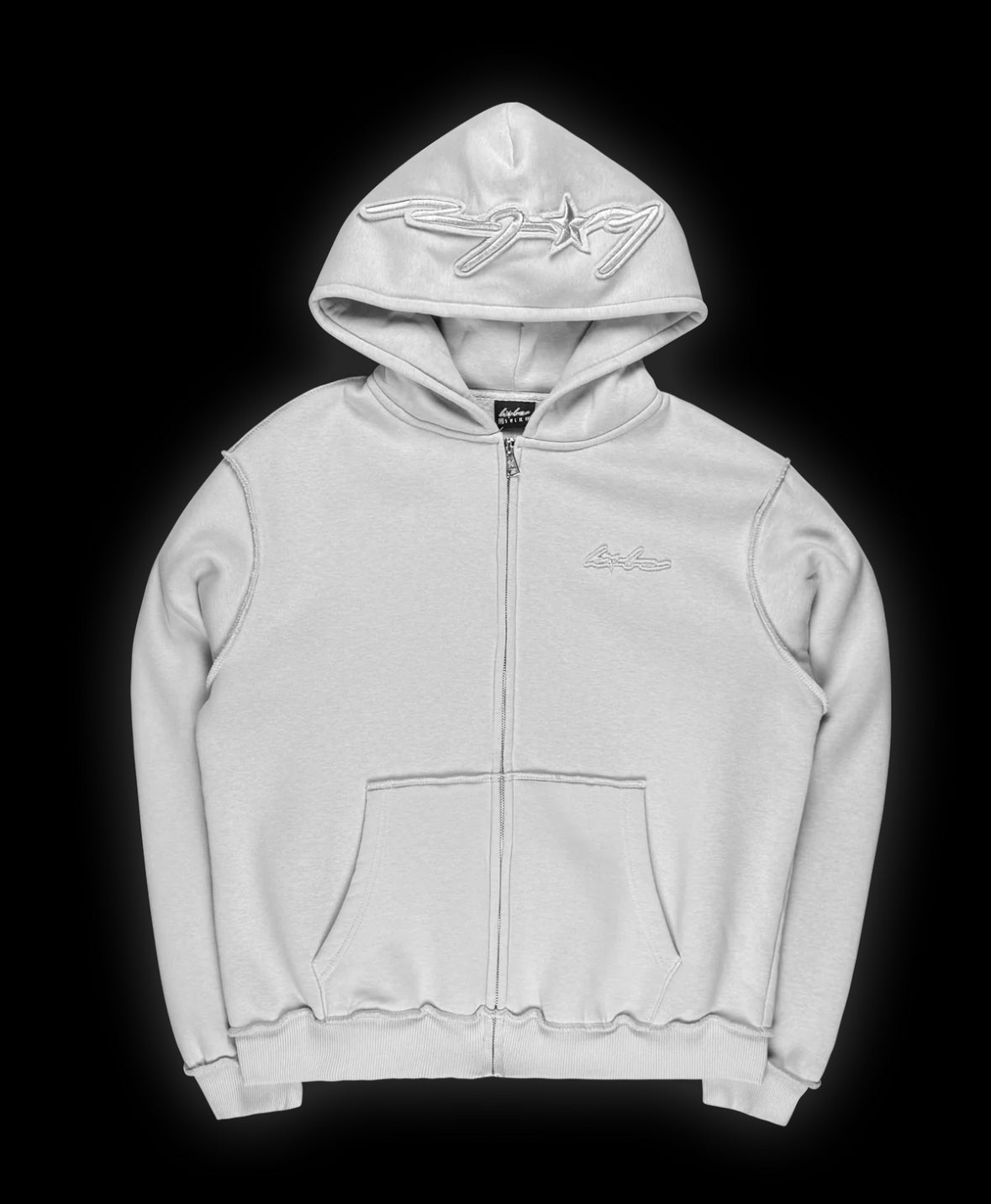 GRAY DISSTRESSED ZIP