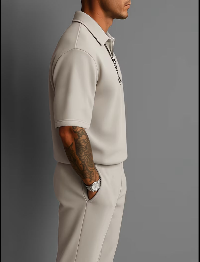 Elegant shirt and pants for men (light gray)