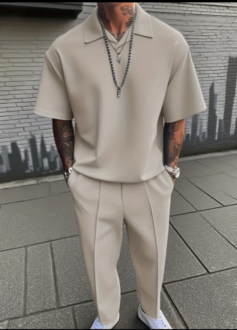 Elegant shirt and pants for men (light gray)