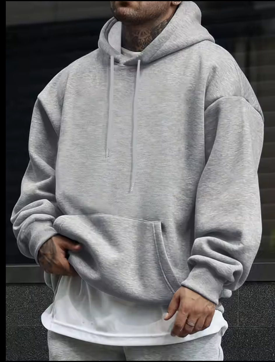 Simple autumn and winter solid color hooded sweatshirt, outdoor pullover, fashionable and suitable for both men and women